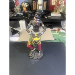 African Woman Playing Drum Statue